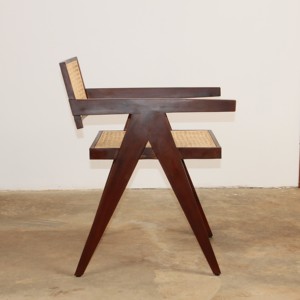 Chaise de salle à manger Anthon en bois de mahogany massif et rotin, non pliable, pour la maison, la villa, l'appartement et l'hôtel - Product Image 4