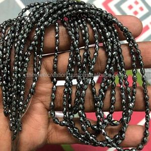 Cadena de Cuentas de Diamantes Negros Naturales Facetados Ovalados de 3mm, 4mm y 5mm, 20 Quilates, Piedras Preciosas Nuevas y Auténticas para Joyería Fina - Product Image 1