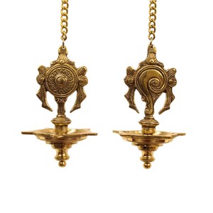 Lámpara de Aceite Decorativa de Pared, Estilo Diya, en Tono Dorado, Decoración Tradicional para el Hogar, Templo o Pooja - Product Image 1