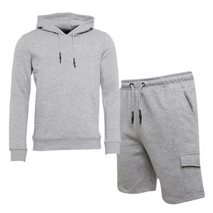 Ensemble sweat à capuche et short pour homme, qualité supérieure, séchage rapide, respirant, couleur unie, style streetwear, tissu doux - Product Image 1
