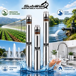Pompe multi-étages haute pression en acier inoxydable SubWell de 4 pouces, série ST, sortie 1 1/4, système d'irrigation agricole et d'alimentation en eau - Product Image 1