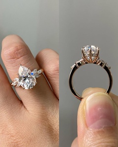 3.0 CT Pear Cut Diamond Engagement <b>Ring</b> IGI Certified 18K <b>Gold</b> Cluster Setting <b>Ring</b> <b>Vintage</b> <b>Ring</b> - Product Image 6