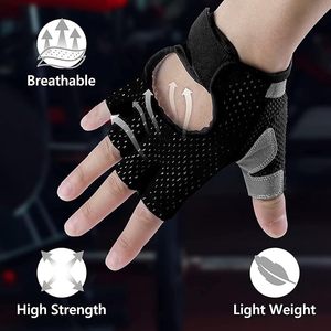 Gants d'entraînement pour le fitness, accessoires de sport élégants, demi-doigts, support de poignet, légers, respirants, fermeture à lacets - Product Image 2
