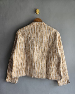 Chaqueta de estar por casa para mujer, 100% algodón, cuello mandarín, manga larga, estampada, informal, para primavera, tela suave tejida, diseño con botones. - Product Image 6