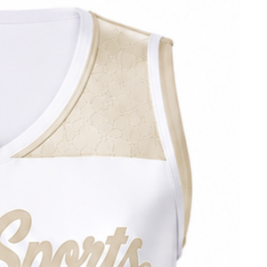 Maillot de cheerleading sans manches sublimé blanc et noir, tenue de sport athlétique pour l'entraînement, la performance et la compétition - Product Image 3