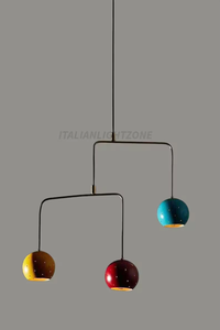 Lustre LED Sputnik contemporain en laiton italien, style Mid-Century Modern, fait main, hauteur réglable, luminaire suspendu pour salon - Product Image 2
