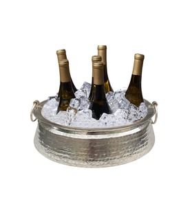 Pot Shape Silver Finished Ice Tubs Suitable For Home Bars Clubs Ice <b>Serving</b> And Events Stylish Beverage Cooling Tubs From India - Product Image 1
