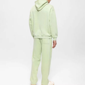 Survêtement à capuche vert clair pour homme, manches longues, couleur unie, coton, vêtements décontractés avec poches latérales, coupe classique, style automne - Product Image 6