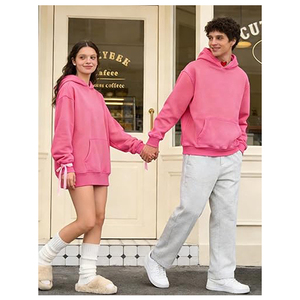 Custom ODM <b>pink</b> Front Logo Pullover Hoodie Men Women Premium Cotton Fleece Sweatshirt Eco-Friendly Casual Winter - Product Image 6