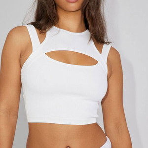 2025 New Arrival Women <b>Crop</b> Tank <b>Top</b> Eco-Friendly 100% Cotton Canvas Fabric Casual Street Style Custom Printing - Product Image 2