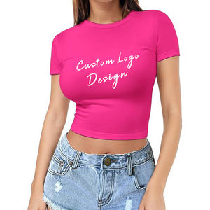 Custom Wholesale Women Cute <b>Cat</b> Graphic Crop T Shirt Short Sleeve Crew Neck Cotton Summer Casual Slim Fit Animal Tee <b>Tops</b> Fits - Product Image 4