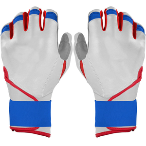 Athletic Blue Patterned Batting Gloves with <b>Light</b> Blue Accents for Training Unisex Adults <b>Pull</b> On Knit Fabric Lightweight - Product Image 3