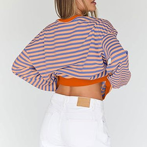 Sudadera Oversize para Mujer, Otoño 2026, Cuello Redondo, Rayas, Manga Larga, Sudadera con Capucha, Top Bonito, Atuendo Casual, Cómodo y Acogedor - Product Image 3