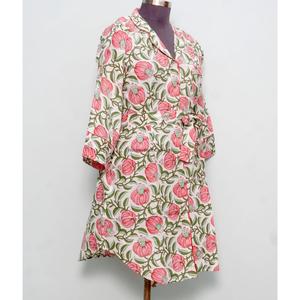 Vestido midi de algodón para mujer, con cinturón decorativo, cómodo, estampado floral vintage, línea A, ajustable en la parte delantera, para la noche/formal. - Product Image 3