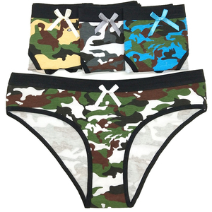 Braguitas de Bikini con Estampado de Camuflaje para Mujer, de Talle Bajo, Sin Costuras, con Decoración de Lazo, Tejido de Spandex y Nailon, Ropa Interior Sexy - Product Image 3