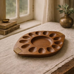 Solid Wooden <b>Egg</b> Divider Tray Dishwasher Safe Convenient Breakfast Organizer Deviled <b>Egg</b> Serving Plate - Product Image 1