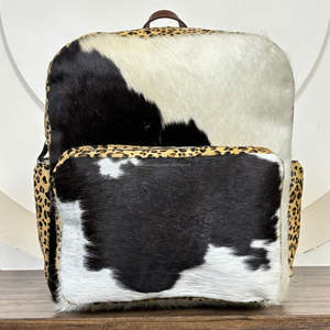 Big Genuine Cowhide Leather Backpacks Hair-on Hide Leopard Print Durable Travel School <b>Bag</b> for Women & <b>Men</b> Custom Logo Available - Product Image 4