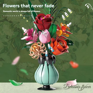 ชุดตัวต่อดอกกุหลาบ 566 ชิ้น ชุดแจกันดอกไม้ประดับตกแต่งบ้าน ของขวัญวาเลนไทน์สุดโรแมนติกสำหรับสาวๆ ของเล่น DIY - Product Image 3