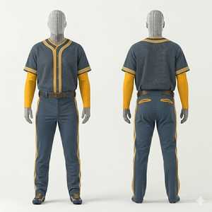 Conjunto de Uniforme de Béisbol Personalizado para Hombre, Jersey y Pantalones, Azul y Amarillo a Rayas, Malla Transpirable, Impresión Sublimada, Todas las Temporadas, Corte Regular - Product Image 1