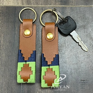 Handmade Genuine <b>Leather</b> <b>Keychain</b> With Embroidered Aztec Pattern Western Key Ring Custom Designer Key Holder for Office Gifts - Product Image 1