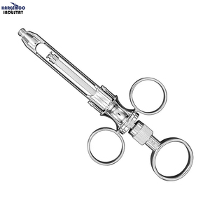 เข็มฉีดยาแบบตลับเงินยี่ห้อสั่งทำพิเศษ ด้ามจับ 3 วงแหวน พร้อมที่ขูดกระดูก แบบดูดกลับเองได้ สำหรับการดมยาชา ด้ามจับแบบแมนนวล ได้รับการรับรองมาตรฐาน CE ISO 1 - Product Image 1