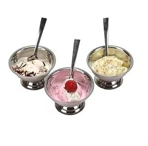 Bol à glace moderne en métal avec cuillère, coupe à dessert en acier inoxydable, ustensile de cuisine élégant, décoration de table - Product Image 4