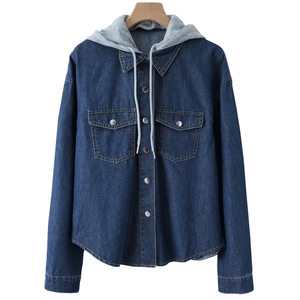 Sudadera con Capucha de Mezclilla para Mujer, Personalizada, Informal, Transpirable, de Manga Larga, con Cierre de Botones, para Invierno, con Servicio OEM - Product Image 1