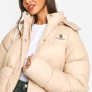 Ladies Windproof Puffer Jacket <b>Winter</b> Warm Hooded <b>Padding</b> Outdoor Fashion Solid Color Lightweight New Quality Custom Logo <b>Coat</b> - Product Image 4