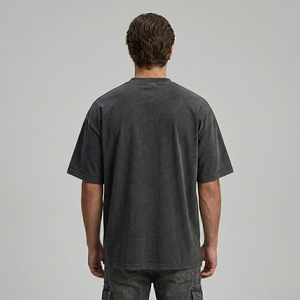 เสื้อยืดเฟรนช์เทอร์รี่เนื้อหนาสำหรับผู้ชาย |   ผ้าฝ้าย 100% 220 GSM ซักกรด ทรงวินเทจ ไหล่ตก ทรงบ็อกซี่สุดเท่ สไตล์ฮิปฮอป - Product Image 3