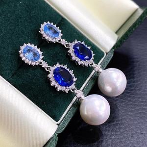 Exquises boucles d'oreilles pendantes en argent 925, perles naturelles de 13 à 12 mm, perles rares en or miel, rondes, presque parfaites, Brachti - Product Image 3