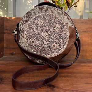 New Tooled Leather Canteen Crossbody Bag with Backpacks <b>for</b> Women Western Cowhide Leather Concealed Carry Large Capacity Handbag - Product Image 2