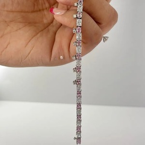 Premium Quality 925 Silver Radiant Cut Moissanite Bracelet <b>Rose</b> <b>Gold</b> Plated for Bridal Wedding Jewelry Available for Sale - Product Image 2