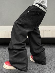 Jeans de mezclilla de corte recto al por mayor para hombre, estilo clásico urbano, con dobladillo sin rematar, vintage, de pierna recta y holgados - Product Image 4