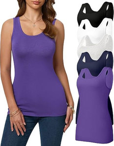 Women Solid Color Knitted Tank <b>Tops</b> Scoop Neck Sleeveless Casual <b>Top</b> Breathable Cotton Blend Regular Length - Product Image 6