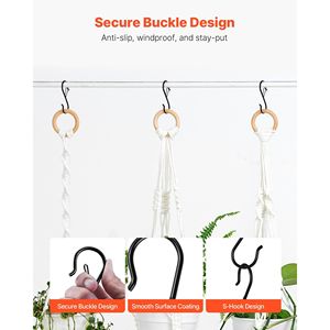 Ganci a S Resistenti (Confezione da 36) con Capacità di 18 kg, Fibbia di Sicurezza per Barre Fino a 22 mm, Ganci Metallici - Product Image 3