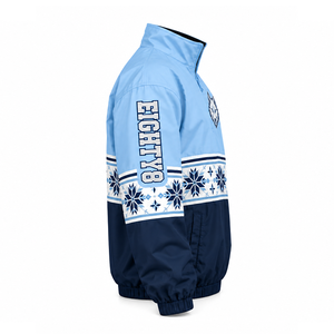 Veste coupe-vent personnalisée pour cheerleading avec motif loup et flocon de neige, demi-zip, col montant, poignets élastiques - Product Image 4