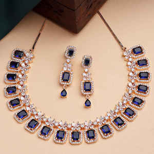 Conjunto de Collar y Pendientes de Latón Chapado en Oro Rosa para Novia India, Joyería de Diseño Geométrico para Mujer, Ideal para Fiestas - Product Image 2