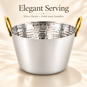Gehämmerte Metall-Servierschale mit Goldgriffen, Hitzebeständige Dal-Curry-Schale für Zuhause und Partys - Product Image 2