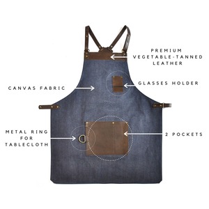 Tablier de travail en toile de cuir épaisse et durable avec fermeture éclair, réglable à porter en croix sur le dos, pour chef, barbecue, barista, barbier, charpentier, équipement d'atelier - Product Image 5