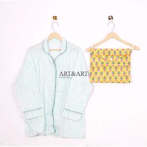 Breathable Cotton Pajama Set Long Pajama <b>Shirt</b> Bridal Party Wear PJ Set Comfort <b>Night</b> Suit Floral Pajama Set Slim Fit Summer - Product Image 2