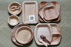 Assiettes et bols en feuilles de palmier naturelles biodégradables, durables, polies, respectueuses de l'environnement, alternative au plastique pour les fêtes - Product Image 5