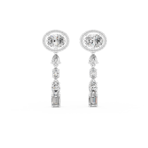 Luxury Oval Halo <b>Diamond</b> Drop Earrings 18K Gold Multi Shape Lab Grown <b>Diamond</b> Dangle Earrings for Women Wedding Jewelry - Product Image 3