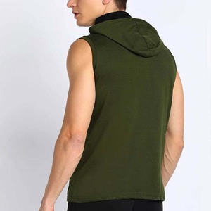 เสื้อกล้ามมีฮู้ดแขนกุดสำหรับผู้ชาย สีพื้น ผ้าฝ้าย สวมใส่สบายๆ ในฤดูร้อน ทรงปกติ ผ้าถัก - Product Image 2