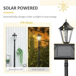Outsunny 8 'in alluminio nero lampione solare luce impermeabile movimento attivato sensore PIR automatico per esterno Vintage giardino - Product Image 5