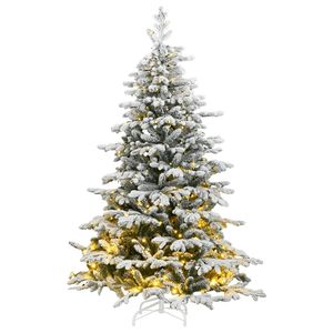 Albero di Natale Artificiale Pieghevole con 300 LED e Neve Sintetica, 210 cm - Product Image 1