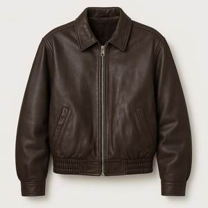 Veste en cuir pour homme au design personnalisé et tendance, col montant et logo sur le devant, fabriquée au Pakistan, veste d'hiver pour hommes et motards - Product Image 6
