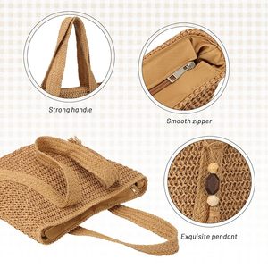 Sac fourre-tout japonais en raphia tissé à la main, sac de plage d'été léger, sac à bandoulière tendance, vente en gros, exportation - Product Image 5