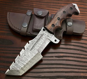 Couteau Tanto Tracker en Acier Damas Fait Main avec Manche en Bois de Rose, Lame Fixe EDC pour la Chasse – Vente en Gros, Fabricant et Fournisseur - Product Image 4