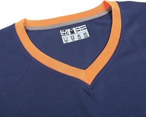 Maillot de sport à col en V et manches courtes avec rayures blanches, en polyester à séchage rapide, chemise décontractée pour l'été, ODM - Product Image 5