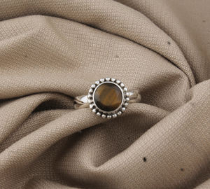 Natural Round <b>Tiger</b> <b>Eye</b> Women's Classic Wedding Protection Stone Signet Ring 925 Sterling Silver Genuine Brown <b>Jewelry</b> Wholesale - Product Image 2